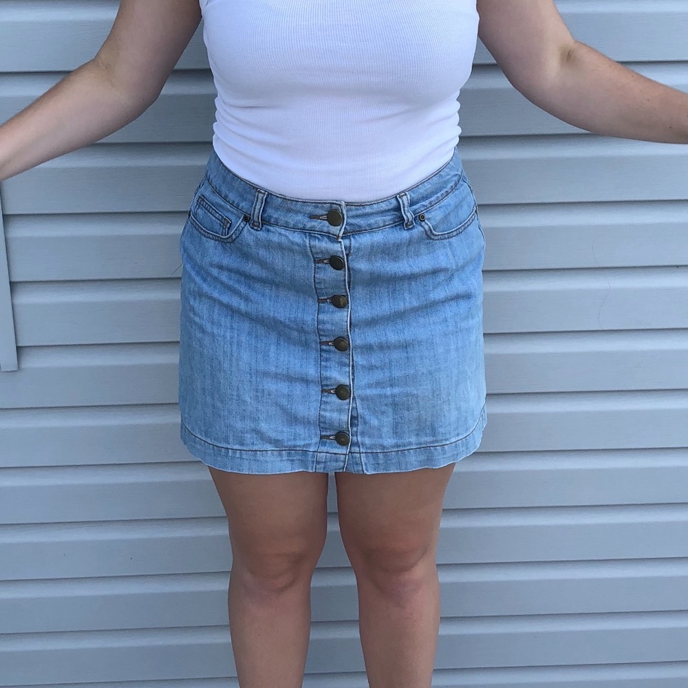 Button Up Denim Skirt